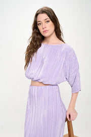 Vibrant Plisse Scoop Neck Crop Top-Renee C.-S-Urbanheer