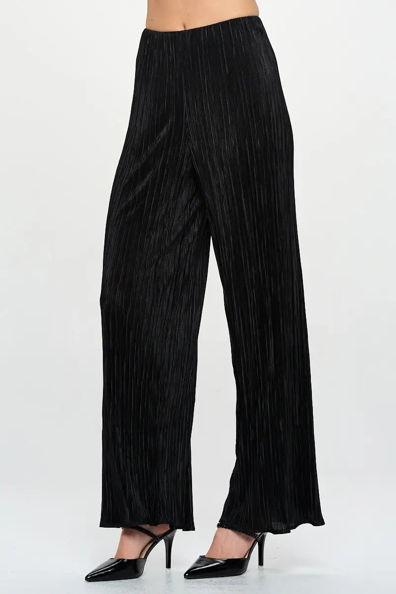 Vibrant Plisse Straight Leg Pants-Renee C.-S-Urbanheer