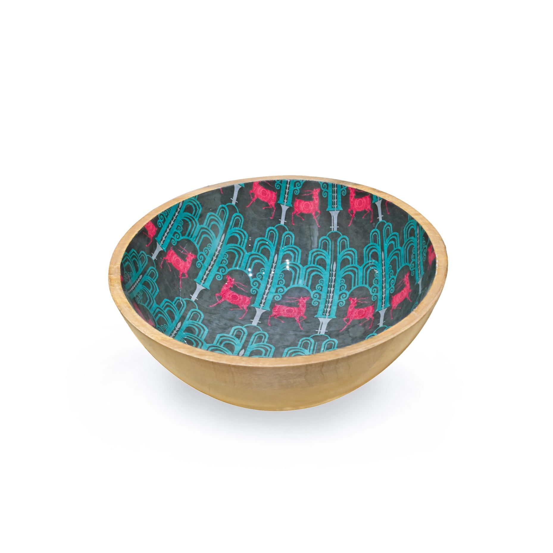 Deer Damask Salad Bowl With Salad Servers-Tiramisu-Urbanheer