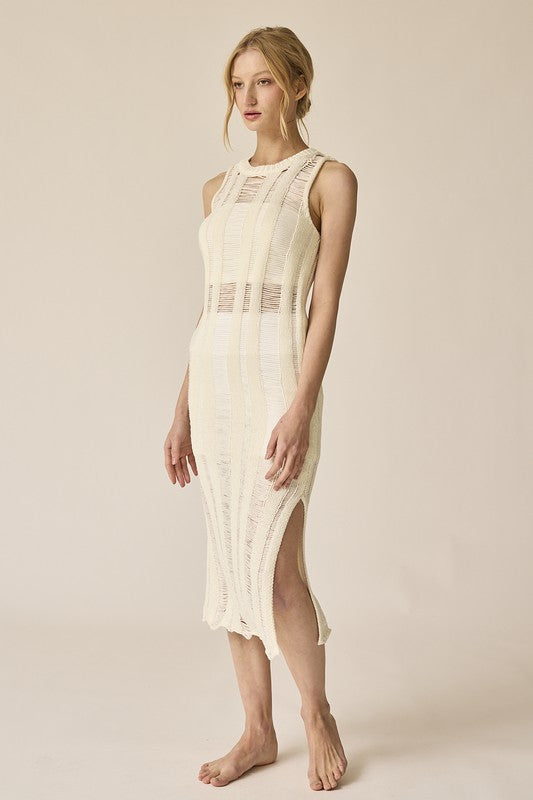 Lillian Ladder Knit Dress White-Dresses-Papermoon-S-White-Urbanheer