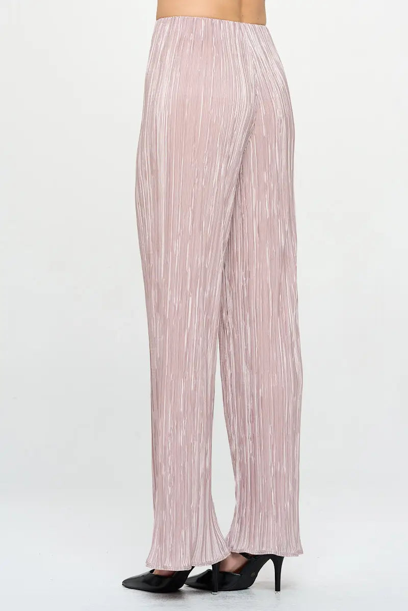 Vibrant Plisse Straight Leg Pants-Renee C.-S-Urbanheer
