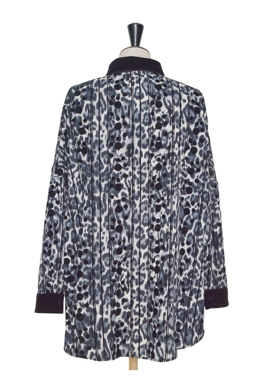 Leopard Print Shirt With Velvet Details-Clothing - Women-ELLI WHITE-Grey-S-Urbanheer