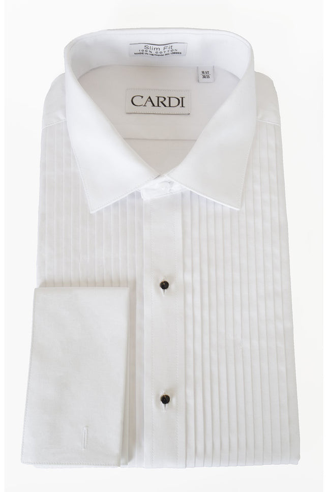 "Charles" White Spread Collar Tuxedo Shirt-Mens Shirts-Tux-USA-15.5-32-33-Slim-Urbanheer