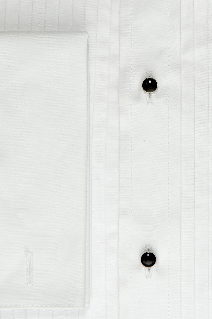 "Charles" White Spread Collar Tuxedo Shirt-Mens Shirts-Tux-USA-14.5-32-33-Modern-Urbanheer