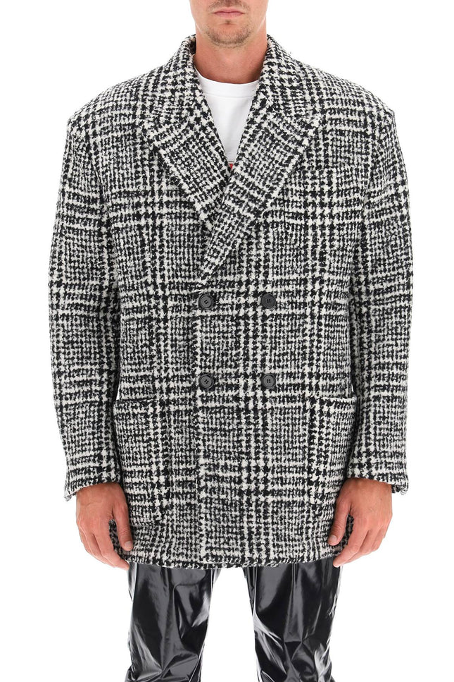checkered double-breasted wool jacket