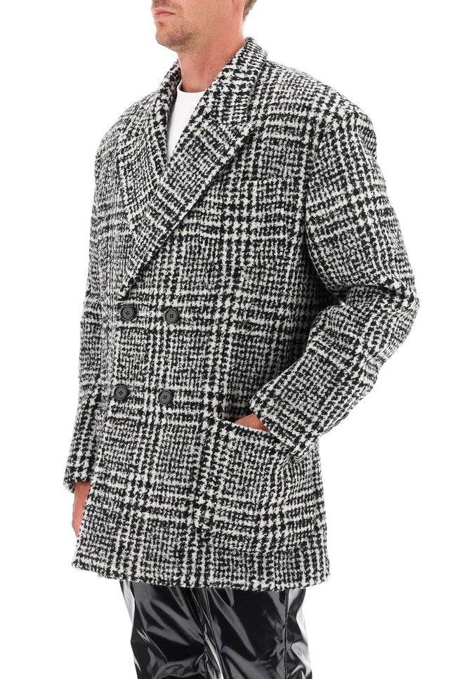 checkered double-breasted wool jacket