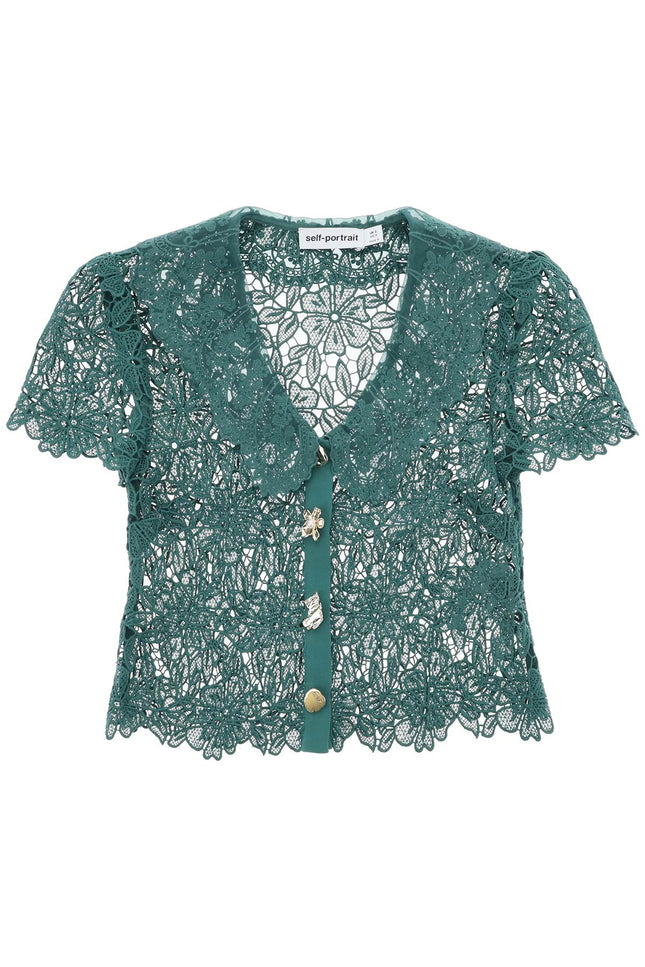 "chelsea lace guipure top with collar
