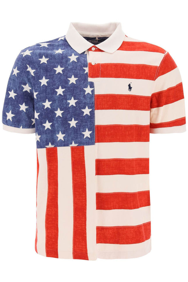 classic fit polo shirt with printed flag