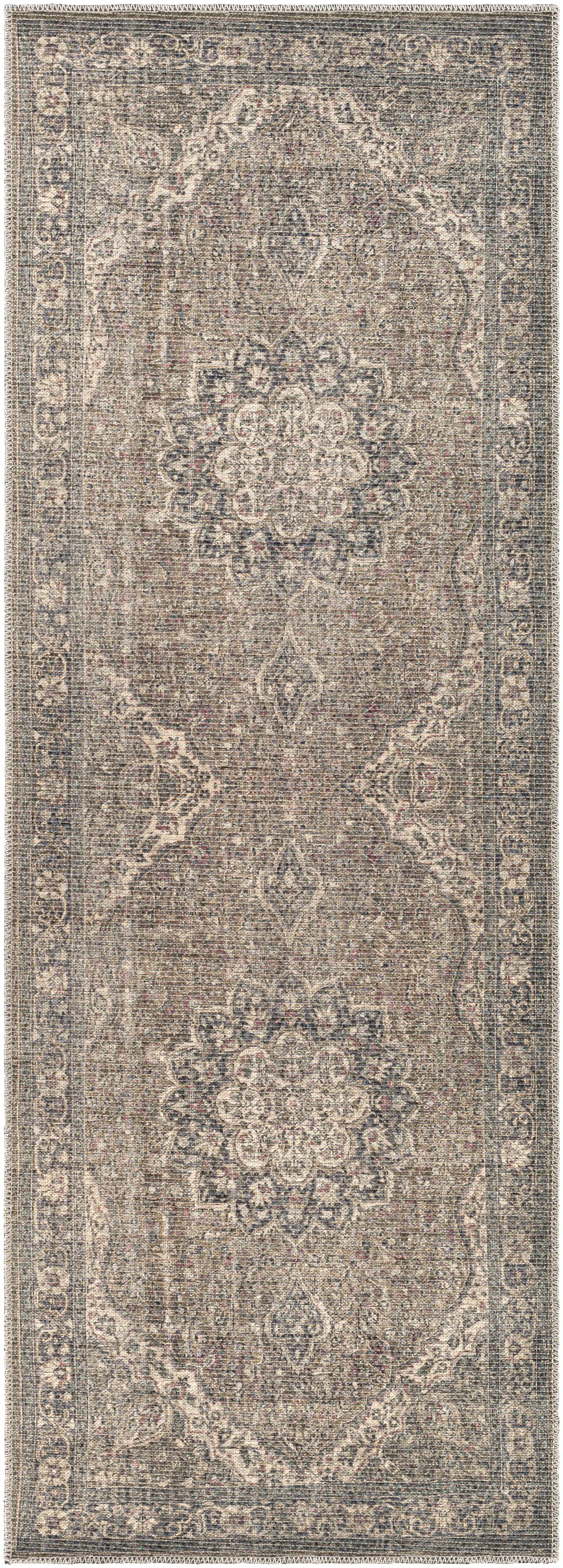 Dusty Sage Greenpoint Medallion Washable Area Rug-Rugs-Hauteloom-2'7" x 7'3" Runner-Urbanheer