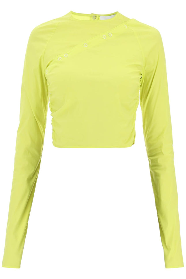 Convertible Cropped Top In Stretch Poplin - Yellow