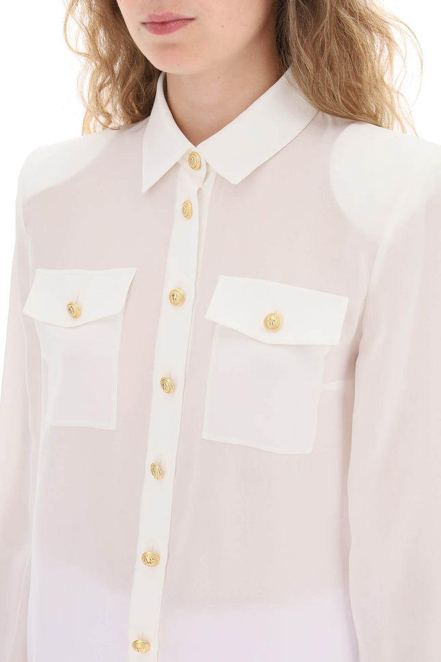 crepe de chine shirt with padded shoulders