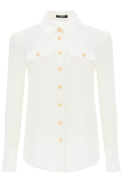 Crepe De Chine Shirt With Padded Shoulders