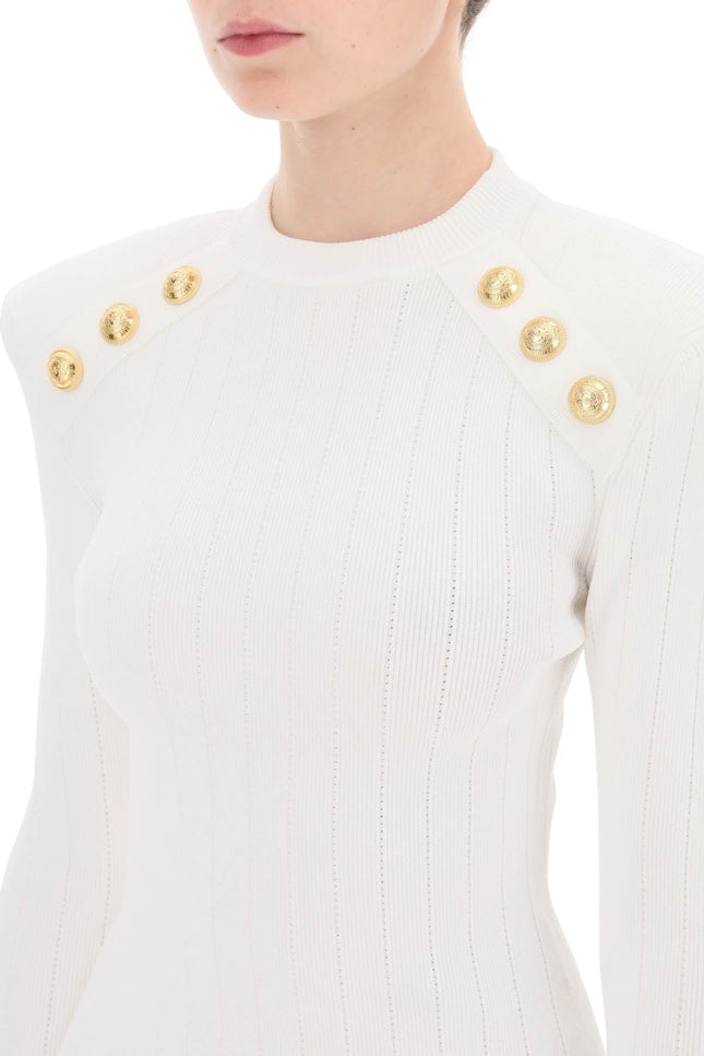 crew-neck sweater with buttons