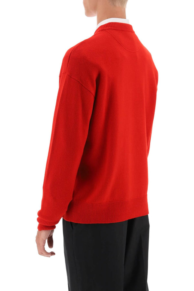 crew-neck sweater with maison valentino embroidery