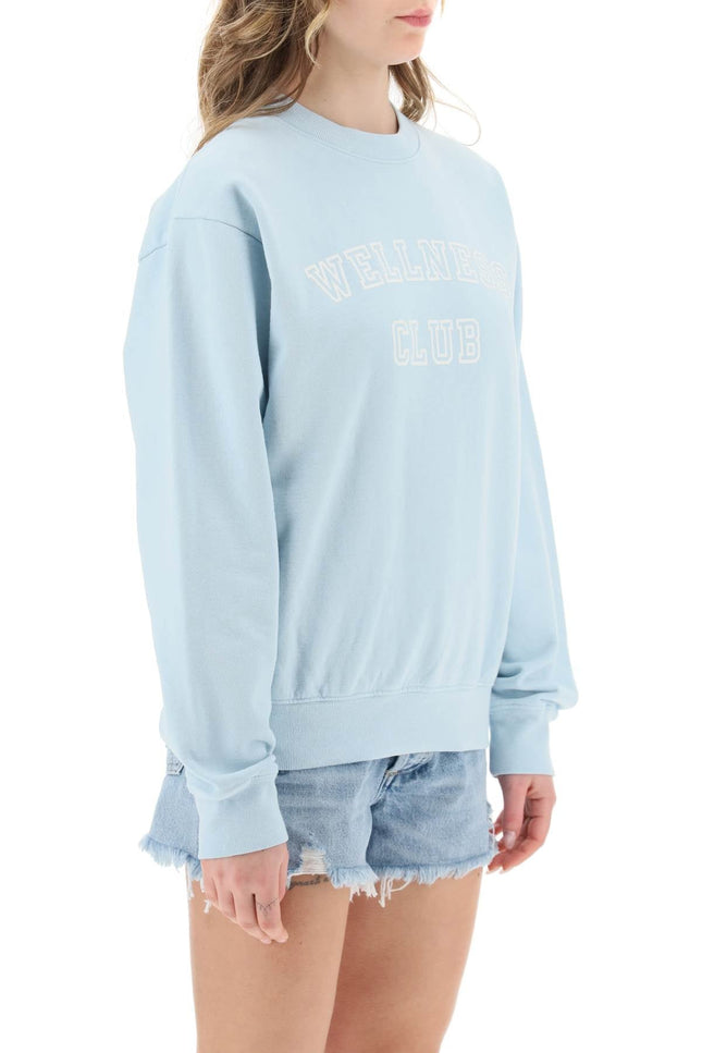 Crew-Neck Sweatshirt With Lettering Print - Light Blue