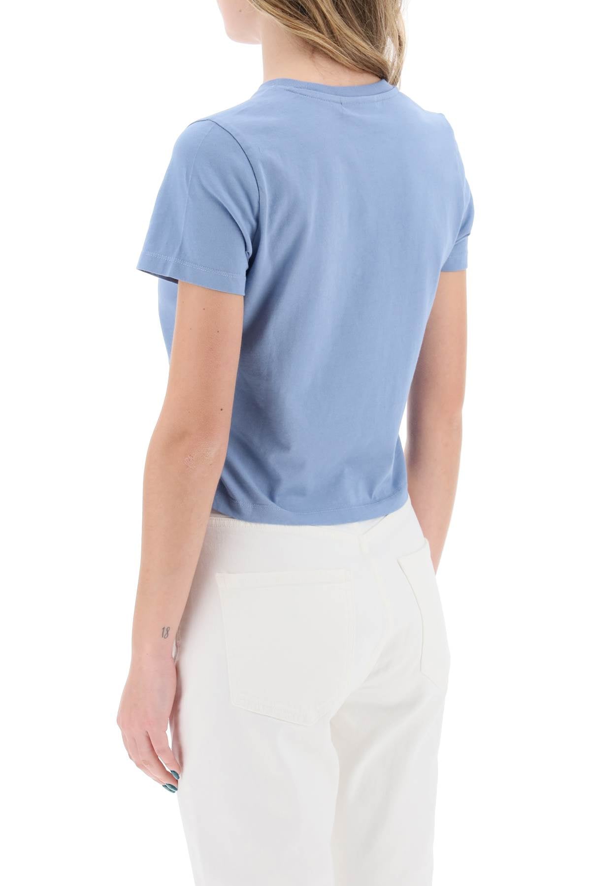 "Cropped Baby Fox T-Shirt-women > clothing > tops and sweatshirts > t-shirts and polo shirts-Maison Kitsune-xs-Celeste-Urbanheer