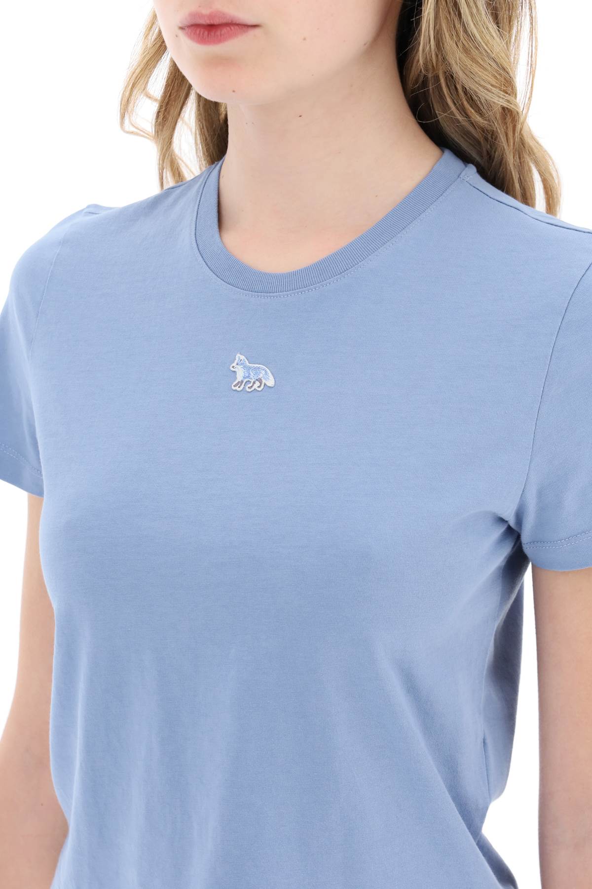 "Cropped Baby Fox T-Shirt-women > clothing > tops and sweatshirts > t-shirts and polo shirts-Maison Kitsune-xs-Celeste-Urbanheer