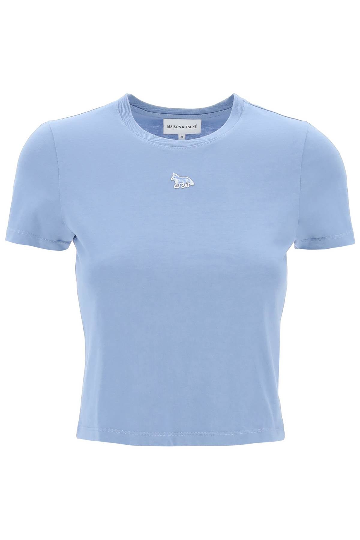 "Cropped Baby Fox T-Shirt-women > clothing > tops and sweatshirts > t-shirts and polo shirts-Maison Kitsune-xs-Celeste-Urbanheer