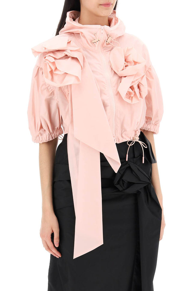 "Cropped Jacket With Rose Detailing"