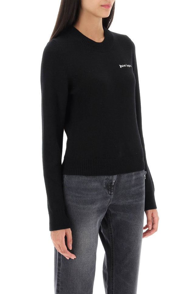 cropped sweater with logo embroidery