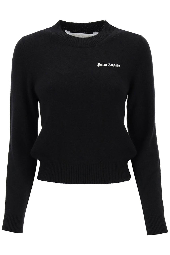 cropped sweater with logo embroidery