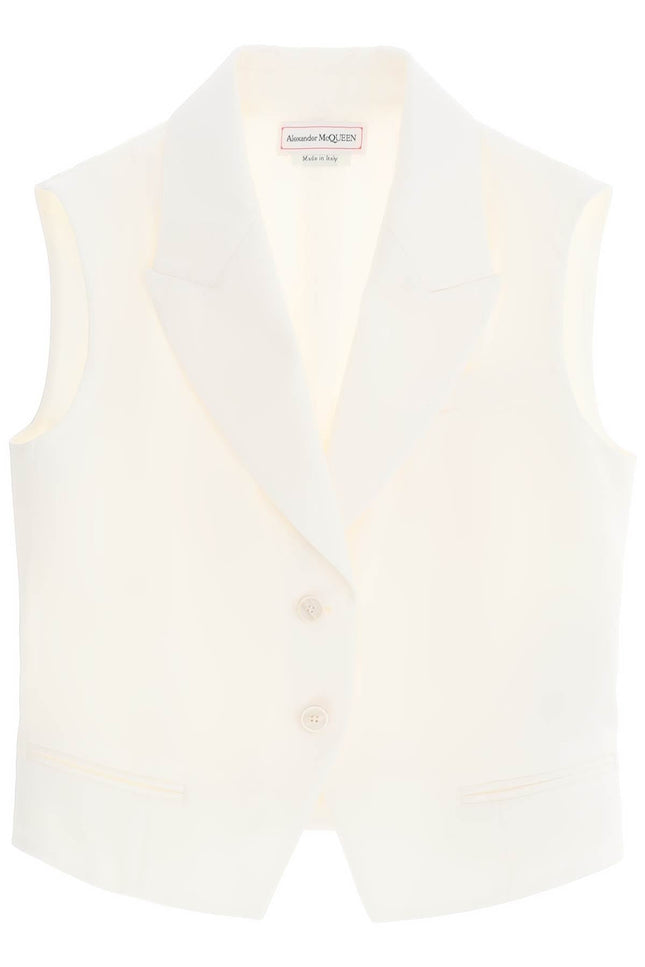 cropped viscose twill vest for