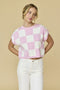 Hannah Loose Fit Checker Knit Top Pink-TOP-Papermoon-Pink-S-Urbanheer