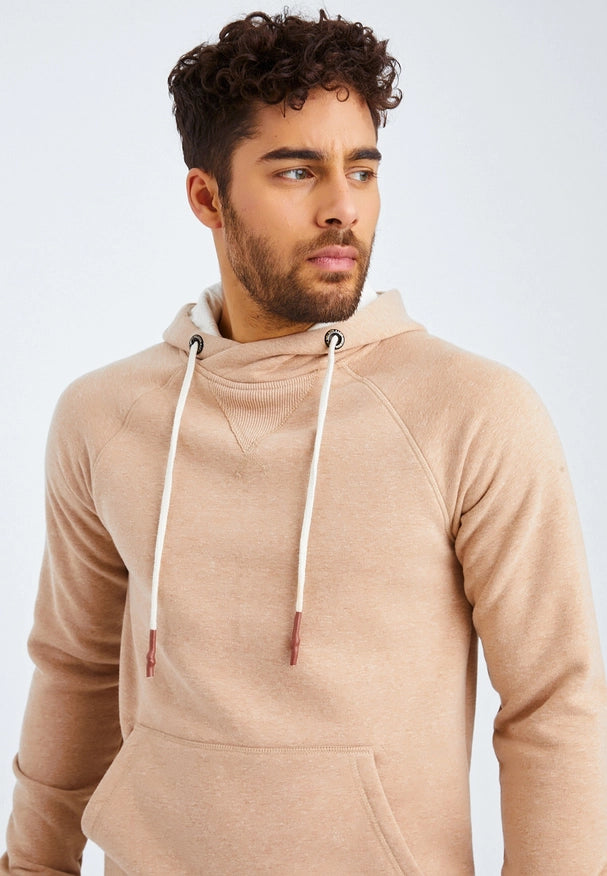 Men'S Hoodie Hood Light Brown Melange-Hoodie-Leif Nelson GmbH-S-Urbanheer