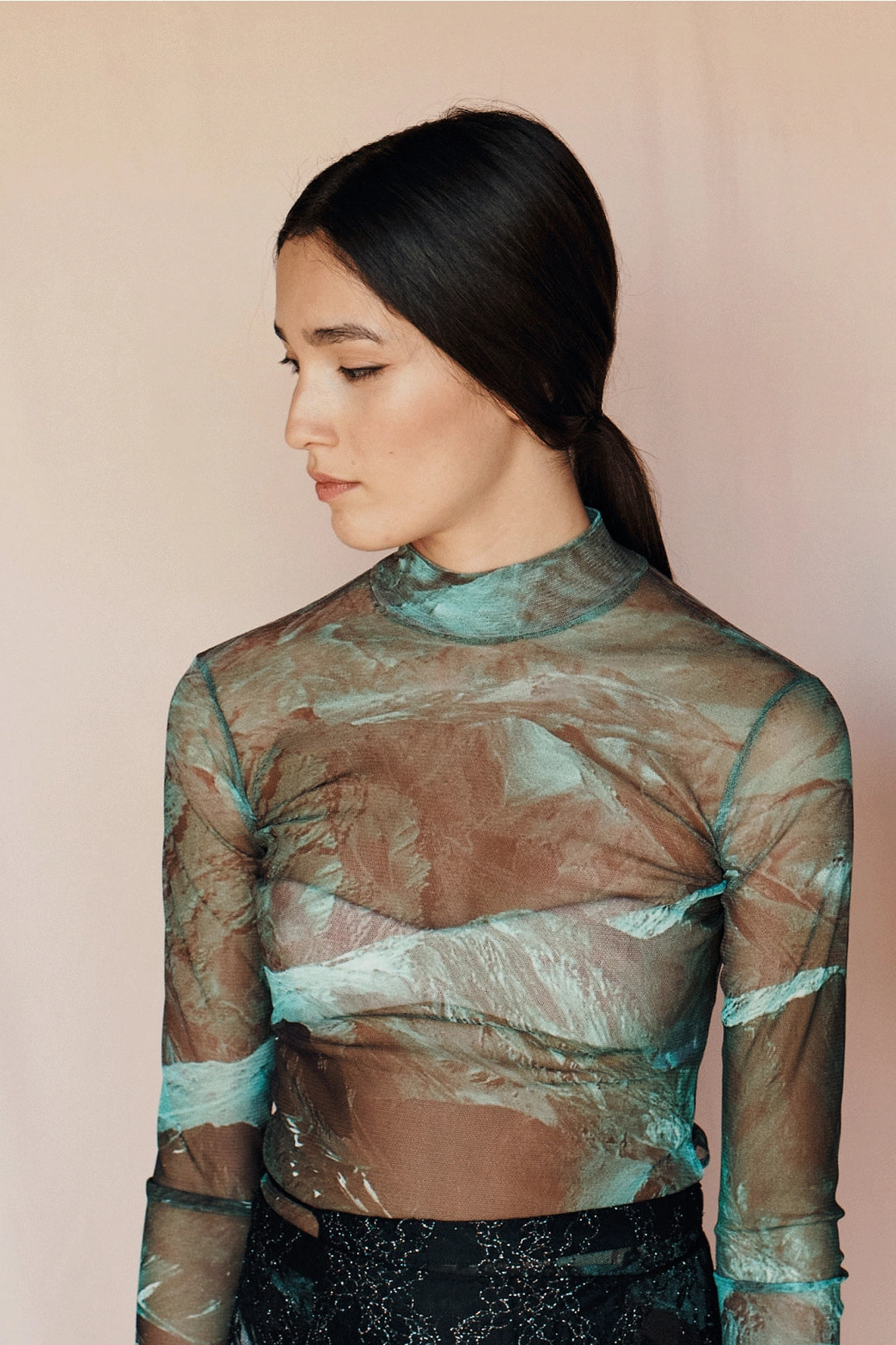 Mara Sheer Top - Landscape-Clothing - Women-eikō ai-S-Urbanheer