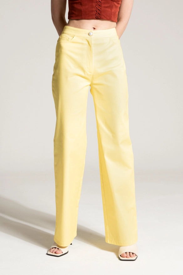 Yellow Straight Trousers-TROUSERS-Nicole Baratta-38-Urbanheer