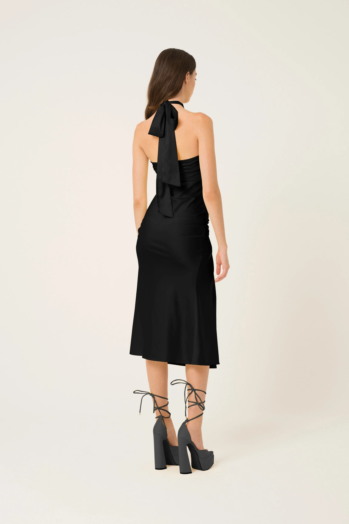 Serena Halter Neck Satin Midi Dress-Clothing - Women-Amy Lynn-S-Black-Urbanheer
