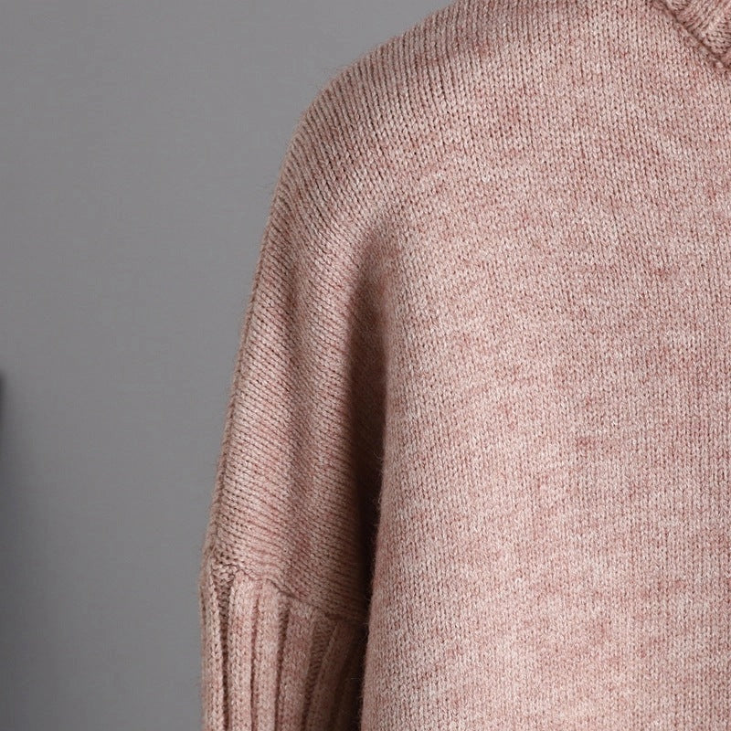 Trendy Semi-High Collar Sweater and Pant-Sets-Blak Wardrob-One Size-Pink-Urbanheer