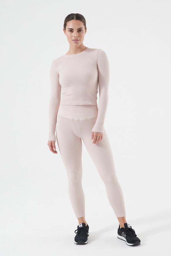 Rib Seamless Longsleeve Blush-Long Sleeve Tops-Nux Active-S-Urbanheer