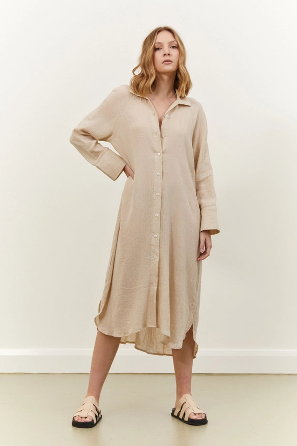 Jarrah Shirt Dress - Natural-Dress-Before Anyone Else-M-Urbanheer