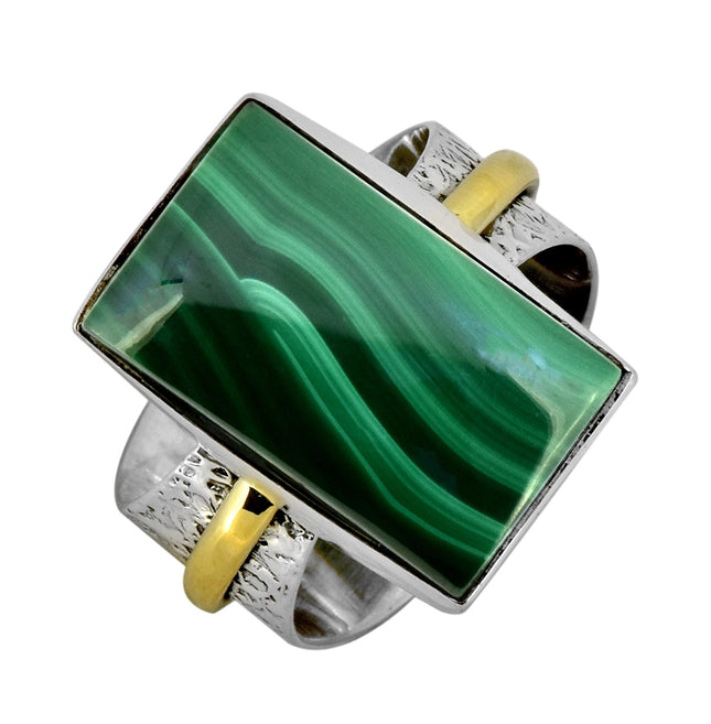 Malachite Gemstone 925 Sterling Silver Brass Statement Ring-Ring-Tiramisu-6-Urbanheer