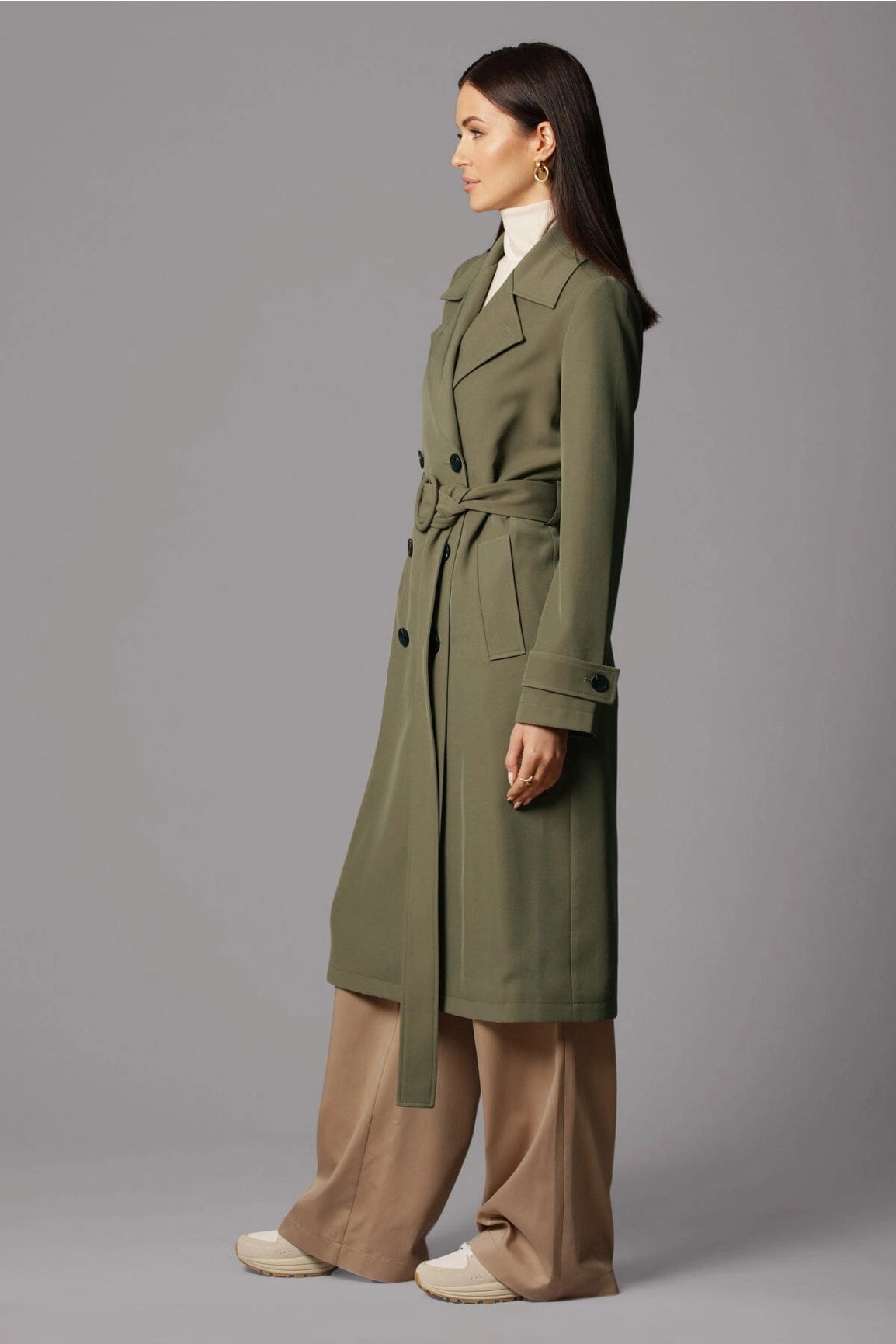 Stretch Crepe Duster Trench Coat