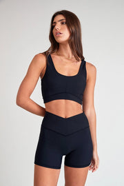 Eco Rib V-Waist 5" Bike Shorts (Black)-Short-All Fenix-XXS-Urbanheer