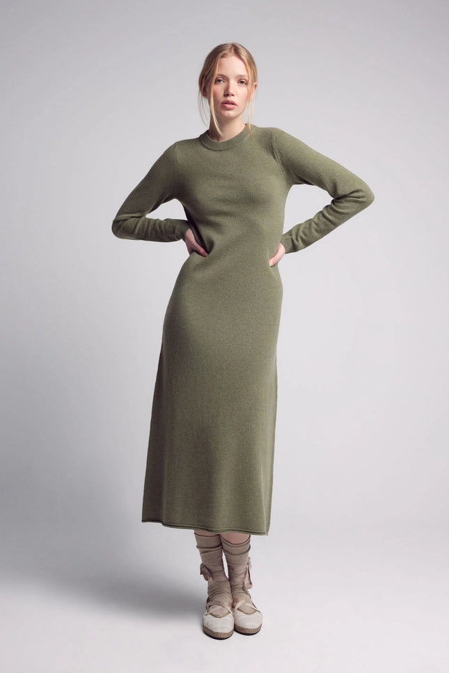 Zoe Cashmere Knitted Long Sleeve Dress Green-Clothing - Women-Leap Concept-Green-OS Fit-Urbanheer