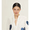 Cupid Linen Shirt - Off-White with Metallic Dark Blue Hearts-Shirt-Lanhtropy-XS-Off-white w/Foil Dark Blue Hearts-Urbanheer