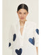 Cupid Linen Shirt - Off-White with Metallic Dark Blue Hearts-Shirt-Lanhtropy-XS-Off-white w/Foil Dark Blue Hearts-Urbanheer