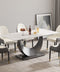 White Sintered Stone Dining Table with Moon-Shaped Stainless Steel Base