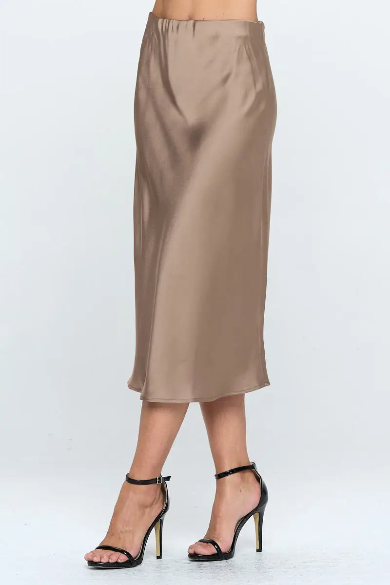 Solid Satin Midi Skirt-Renee C.-S-Urbanheer