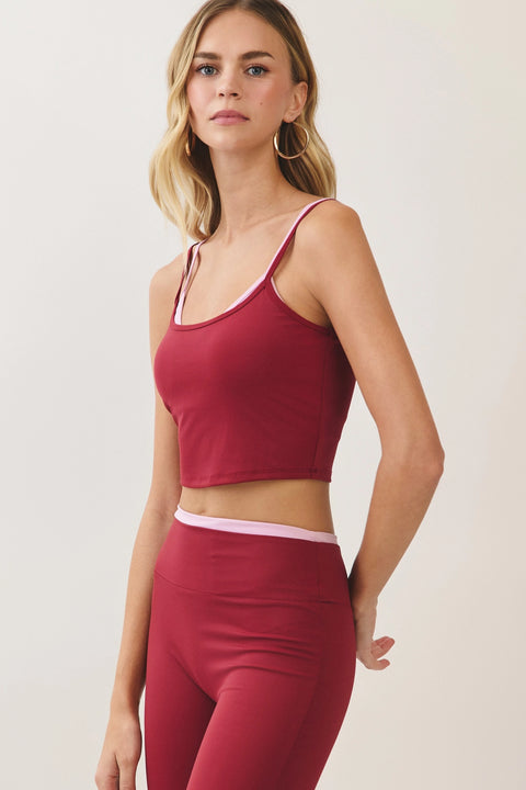 Contrast Layered Active Crop Tank