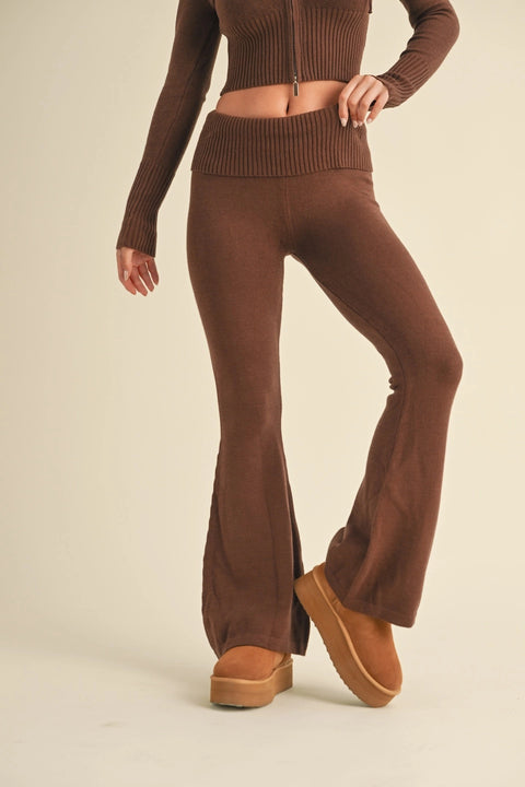 Foldover Flare Knit Sweater Pants