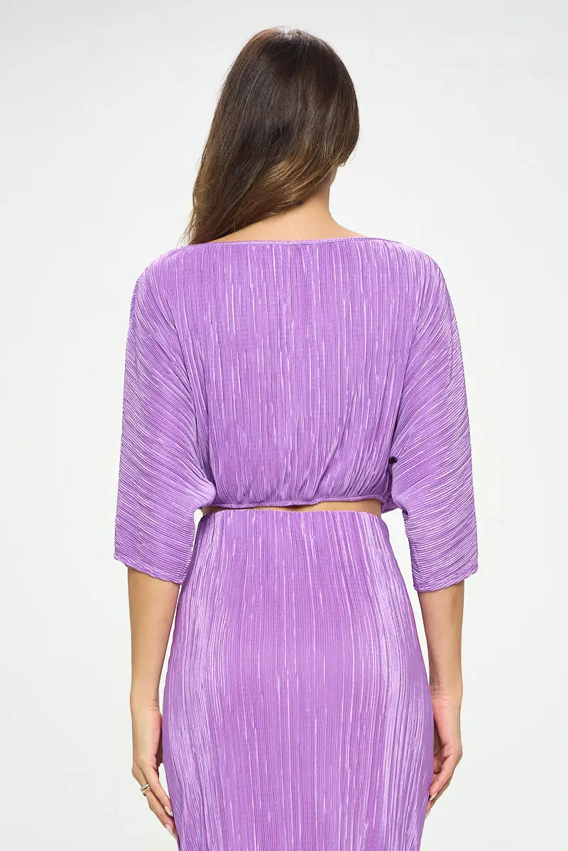 Vibrant Plisse Scoop Neck Crop Top-Clothing - Women-Renee C.-S-Urbanheer