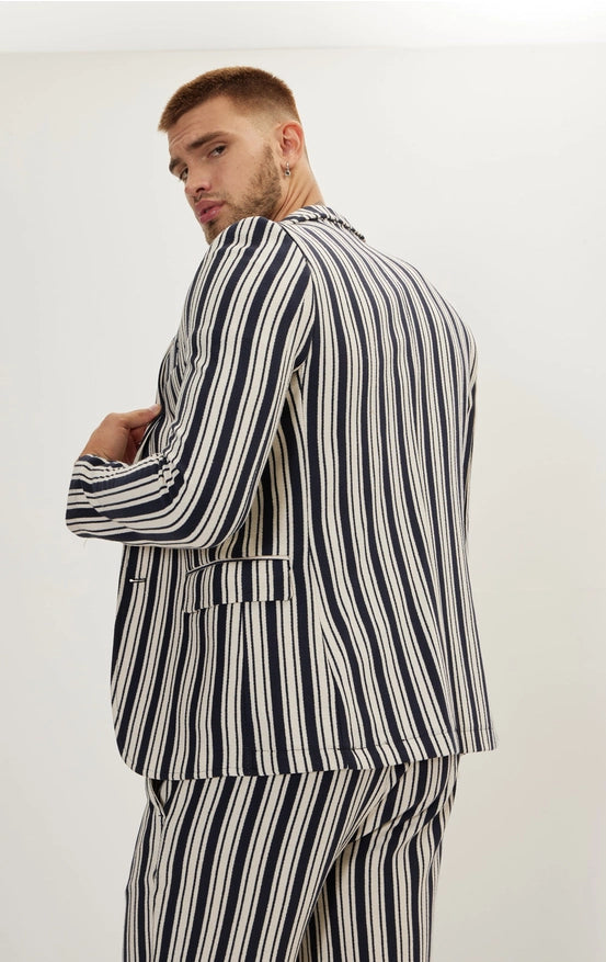Miami Bold Striped Blazer - Navy-Men Jacket / Blazer-Ron Tomson-S-Urbanheer