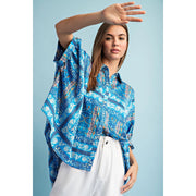 Boxy Fit Blouse Blue-Blouse-Faith Apparel-S-Urbanheer