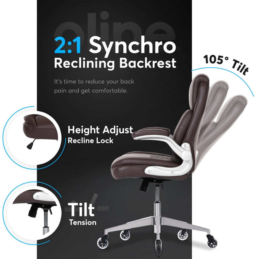 Ergoace Executive Ergonomic Office Chair Brown-Office Chairs-Oline-Cream-Urbanheer