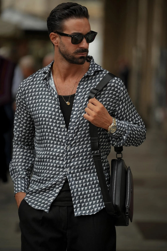 Triangular Geometric Print Shirt-SHIRT-Donato-S-Urbanheer