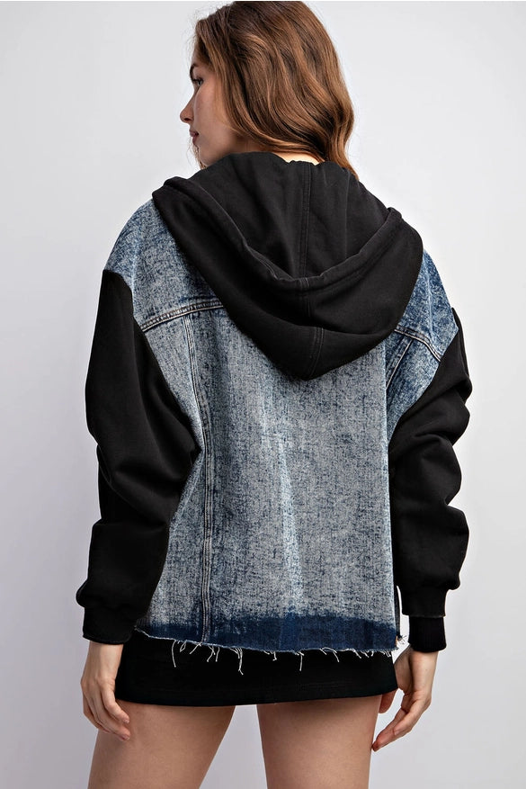 Drawstring Hooded Denim Jacket-Jacket-EDIT by NINE-S-Urbanheer